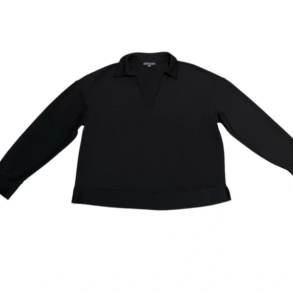 Adrianna Pappell Med Two Piece Matching Set Wide Leg Pants and Top Black Lounge - Picture 2 of 13